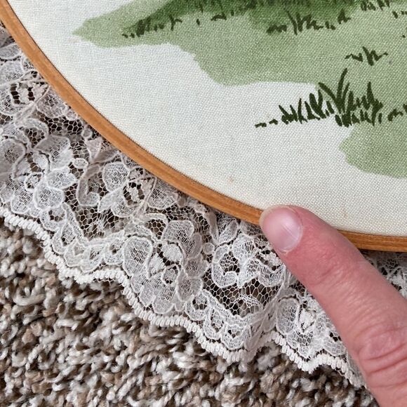Vintage Sheep Farm Lace Embroidery Hoop Wall Art - Picture 5 of 7
